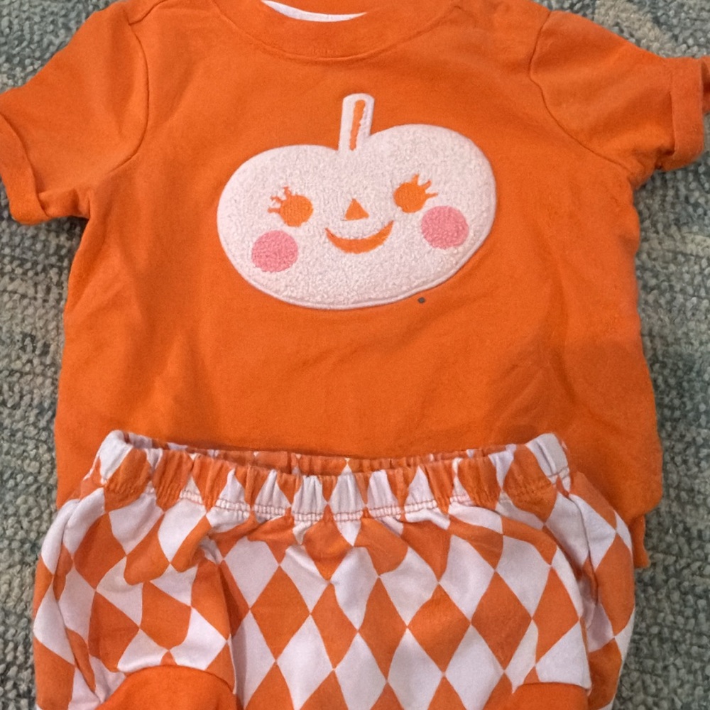 Cat & Jack Orange Pumpkin Kids Matching Set